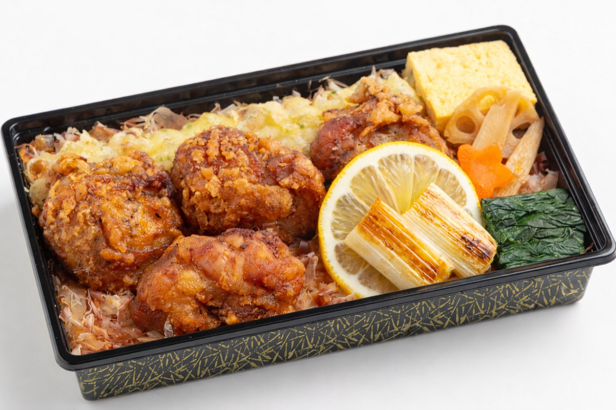 【鰹節】鶏の唐揚げと削り節の鰹節弁当